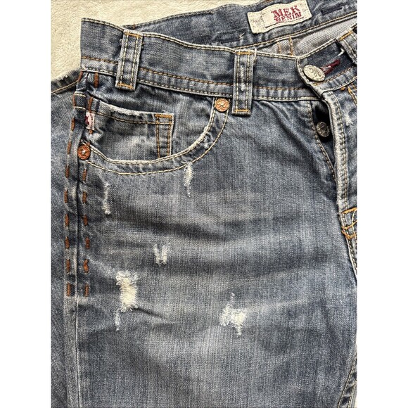 MEK Denim Jeans Boracay Bootcut Mens Distressed Embellished Medium Wash 32x32 - Picture 10 of 16